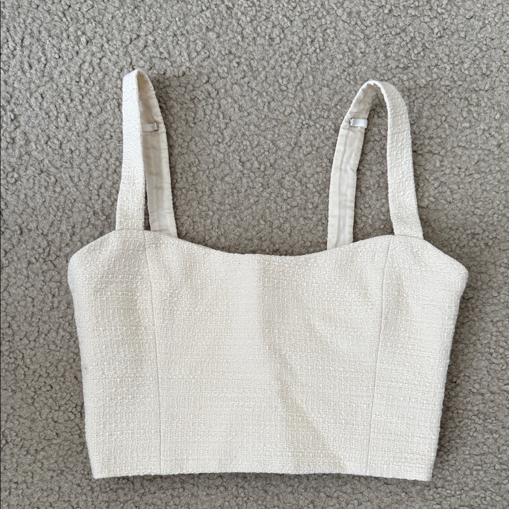 Aritzia Babaton Cream Textured Women's Crop Top